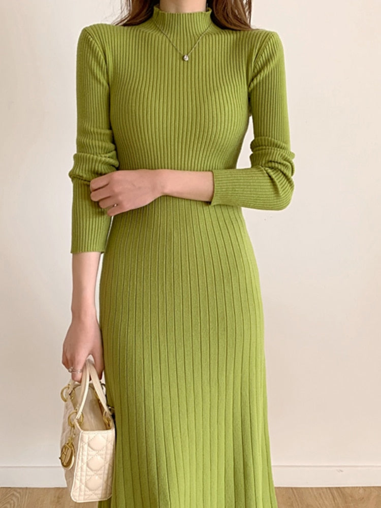 Vestido Midi Manga Longa Ladies