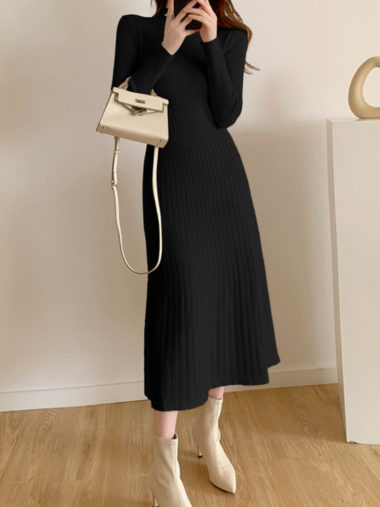 Vestido Midi Manga Longa Ladies