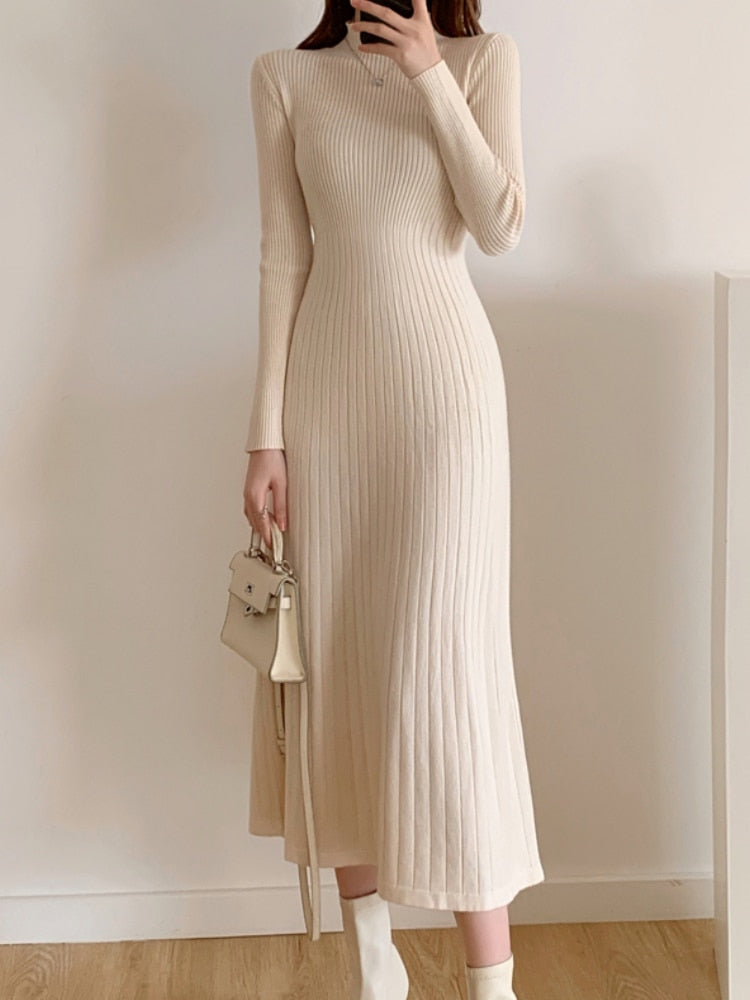 Vestido Midi Manga Longa Ladies