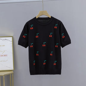 T-Shirt Bordada Cereja Mary