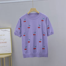T-Shirt Bordada Cereja Mary