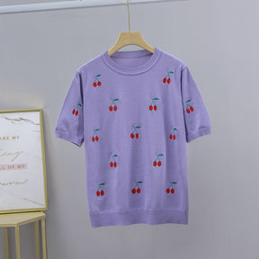T-Shirt Bordada Cereja Mary