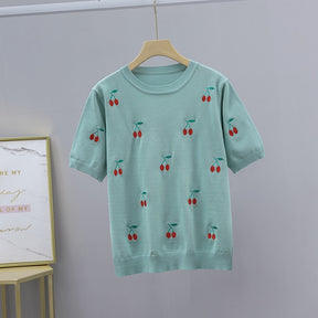 T-Shirt Bordada Cereja Mary